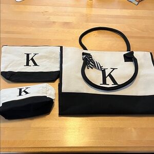 New Black and Cream Tote Bag Set